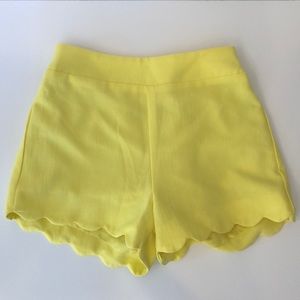 EUC - Yellow high-waisted scallop cut shorts